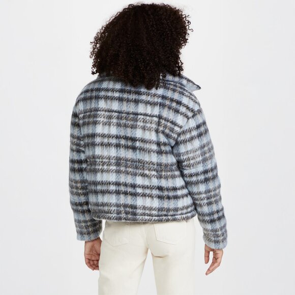 APPARIS Josh Jacket Faux Fur Lined Puffer Cloud Plaid Blue Size XL NEW NWT - Picture 3 of 12